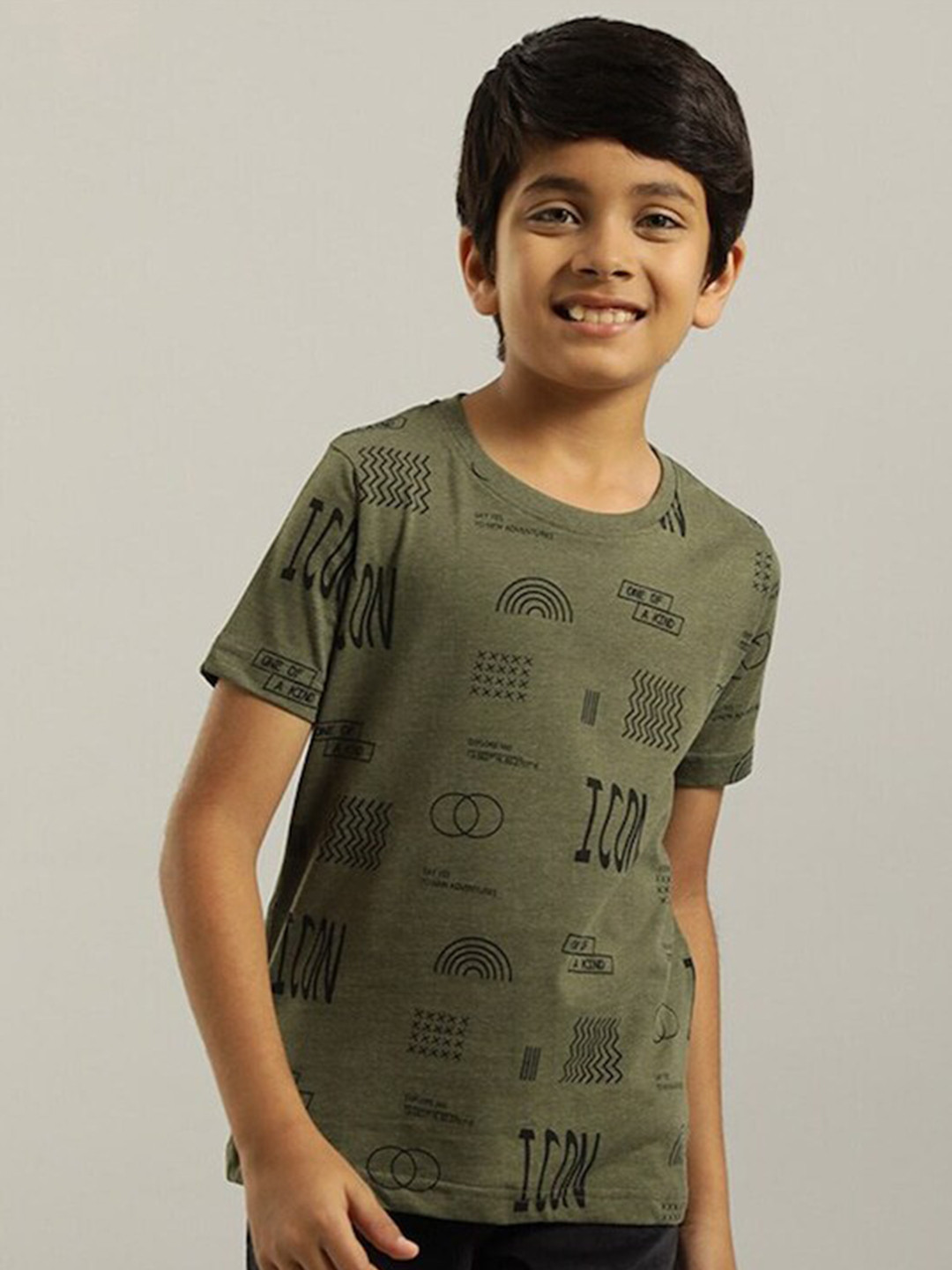 

Indian Terrain Boys Conversational Printed Short Sleeves T-shirt, Green
