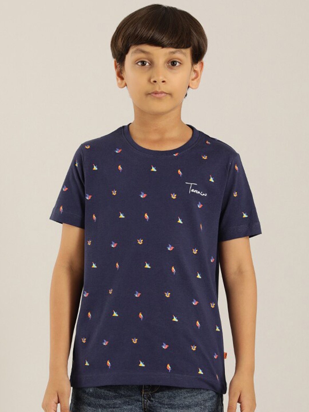 

Indian Terrain Boys Graphic Printed Cotton T-shirt, Blue