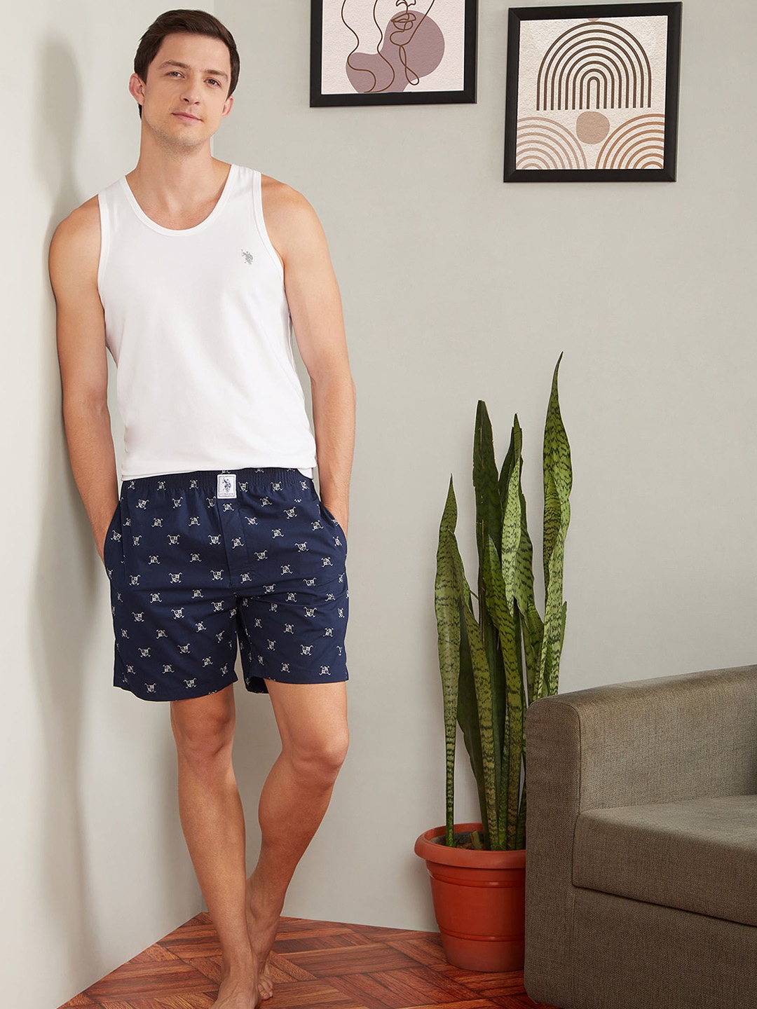 

U.S. Polo Assn. Printed Pure Cotton Boxers I600-195-P1, Navy blue