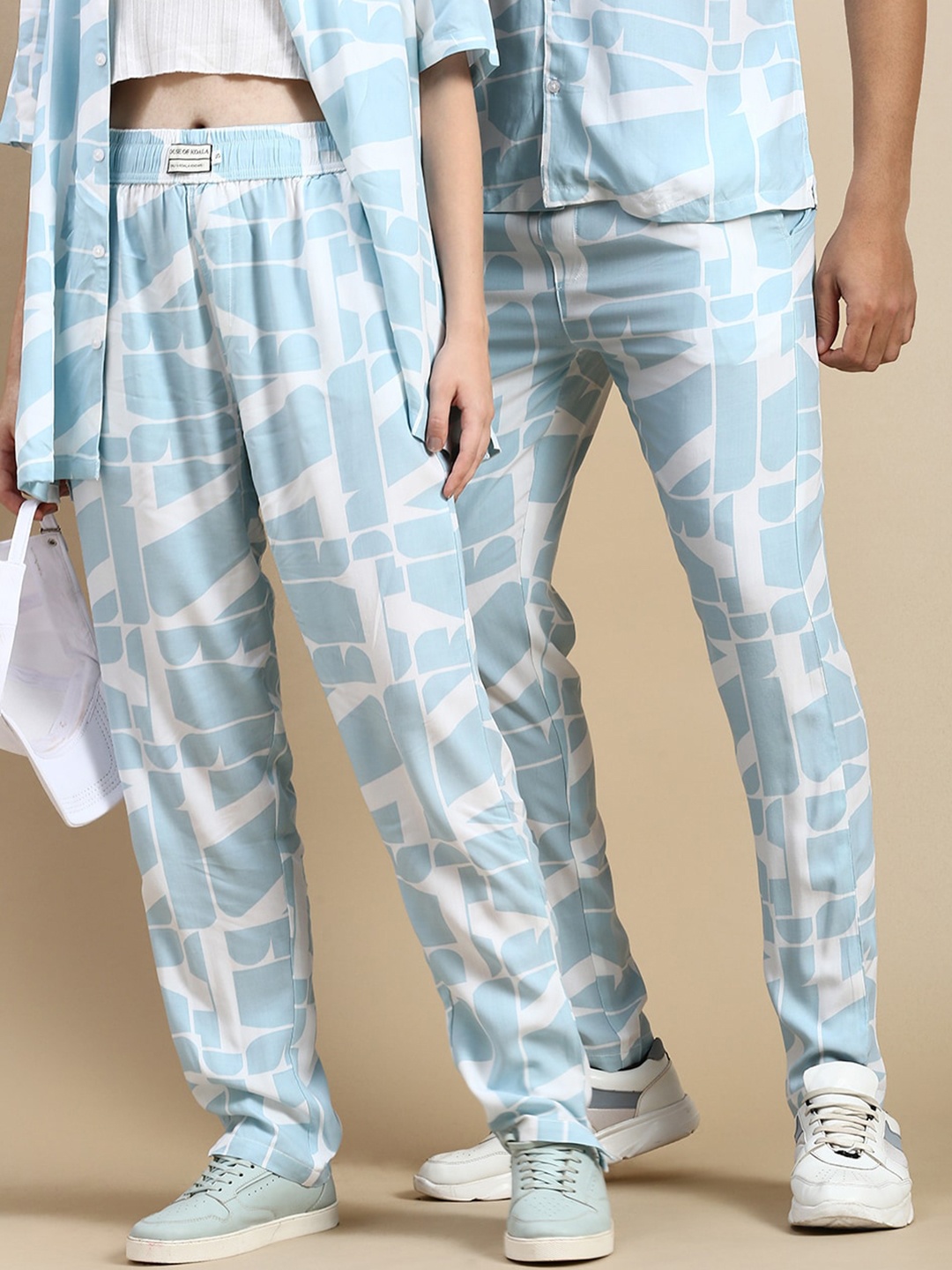 

House of Koala Unisex Abstract Printed Lounge Pants, Blue
