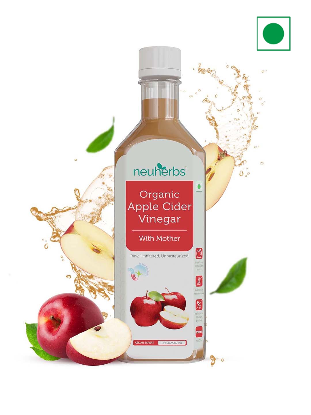 

Neuherbs Organic Apple Cider Vinegar With Mother - 350ml, Red