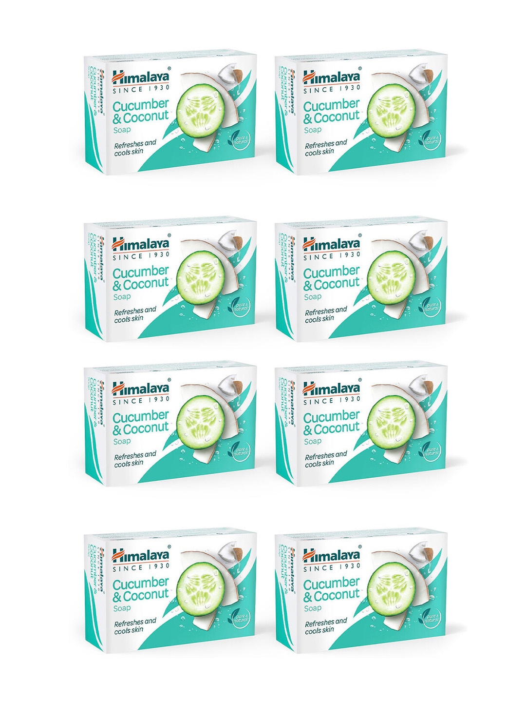 

Himalaya Set of 8 Cucumber & Coconut Soap - 125g each, White
