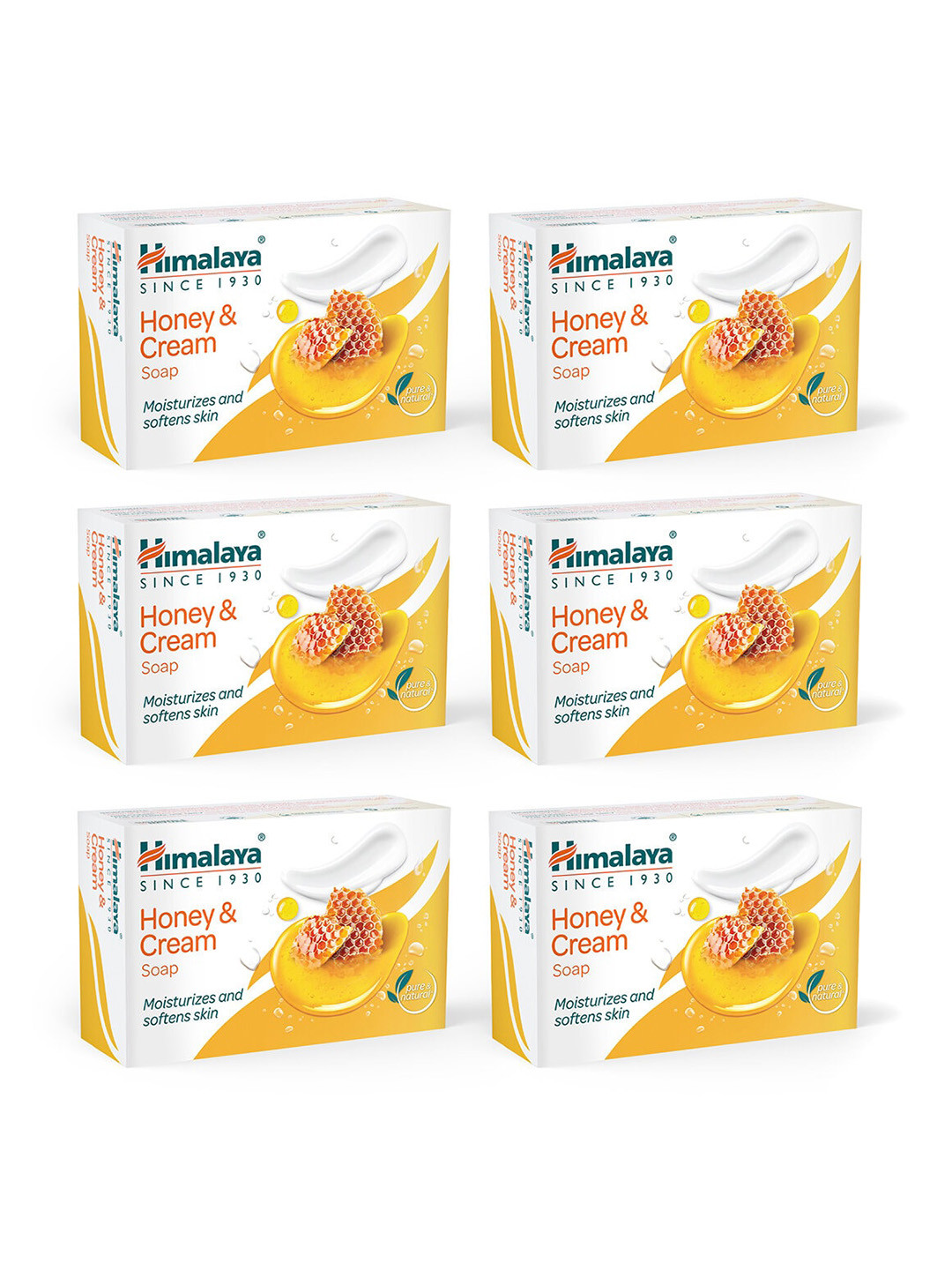 

Himalaya Set of 6 Honey & Cream Soap - 125g each, White
