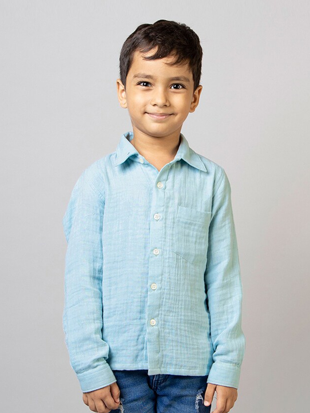 

ZIP ZAP ZOOP Boys Blue Comfort Printed Casual Shirt
