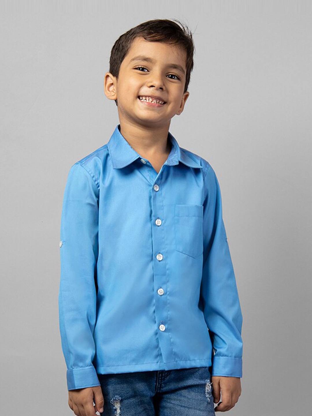 

ZIP ZAP ZOOP Boys Blue Comfort Printed Casual Shirt