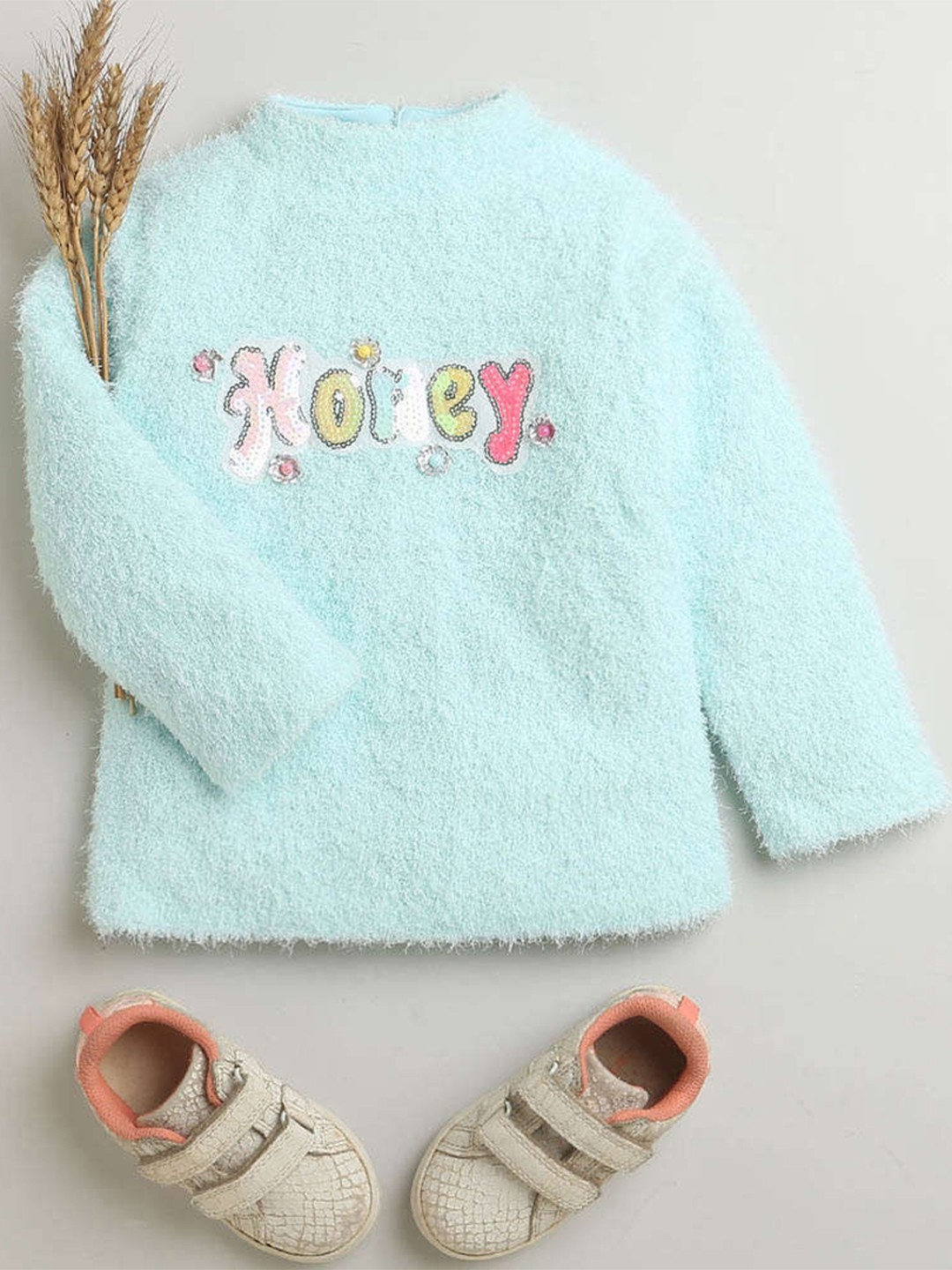 

Tiny Girl Self Design High Neck Sequinned Top, Blue
