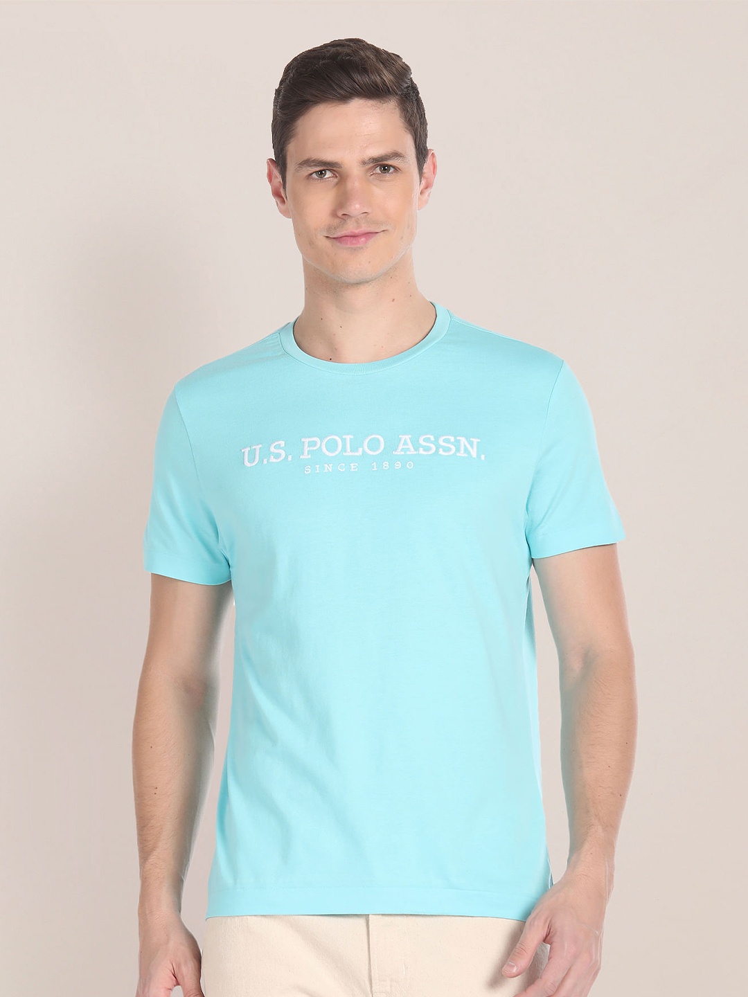 

U.S. Polo Assn. Typography Printed Pure Cotton T-shirt, Blue