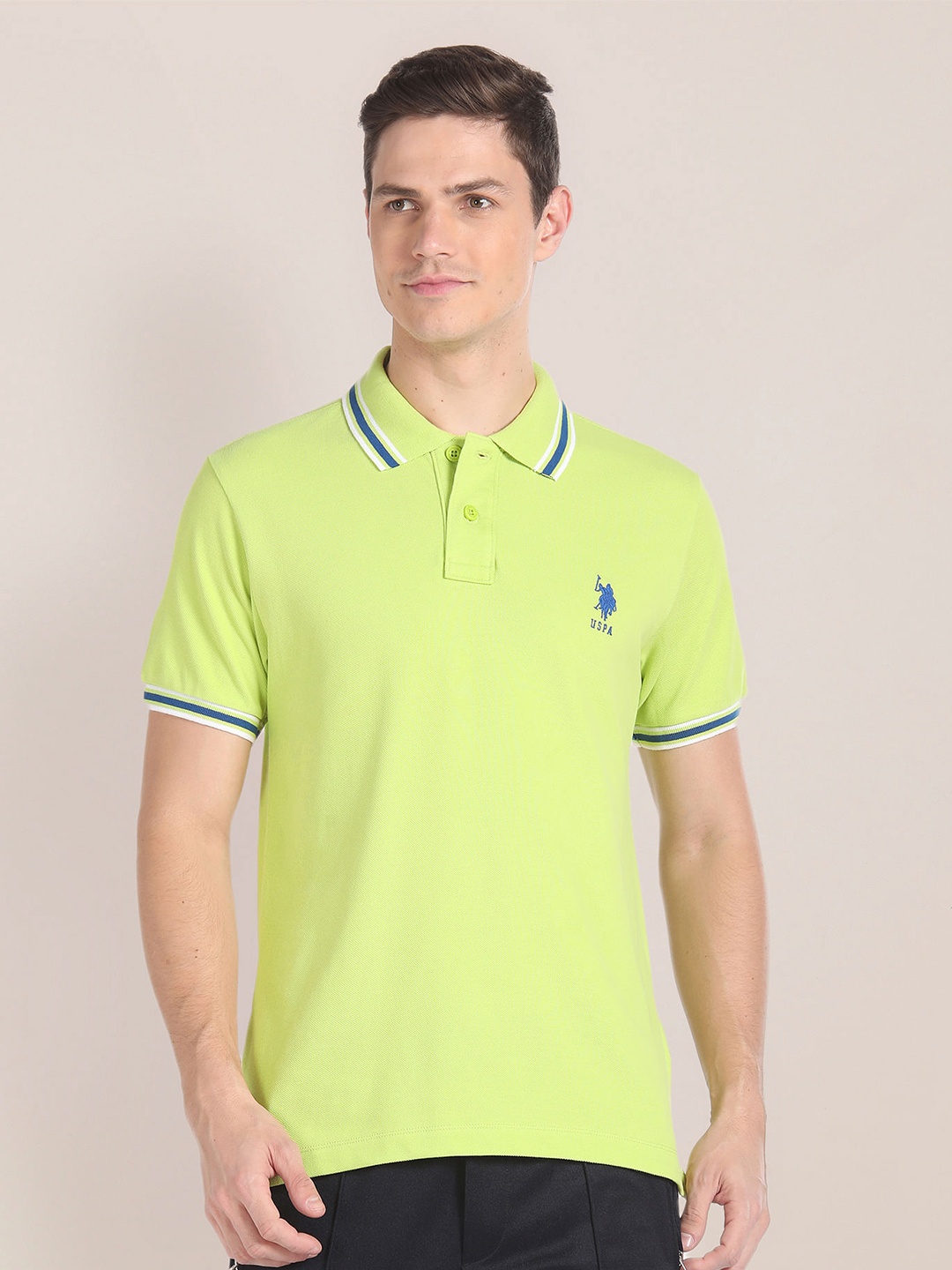 

U.S. Polo Assn. Polo Collar Pure Cotton Slim Fit T-shirt, Green