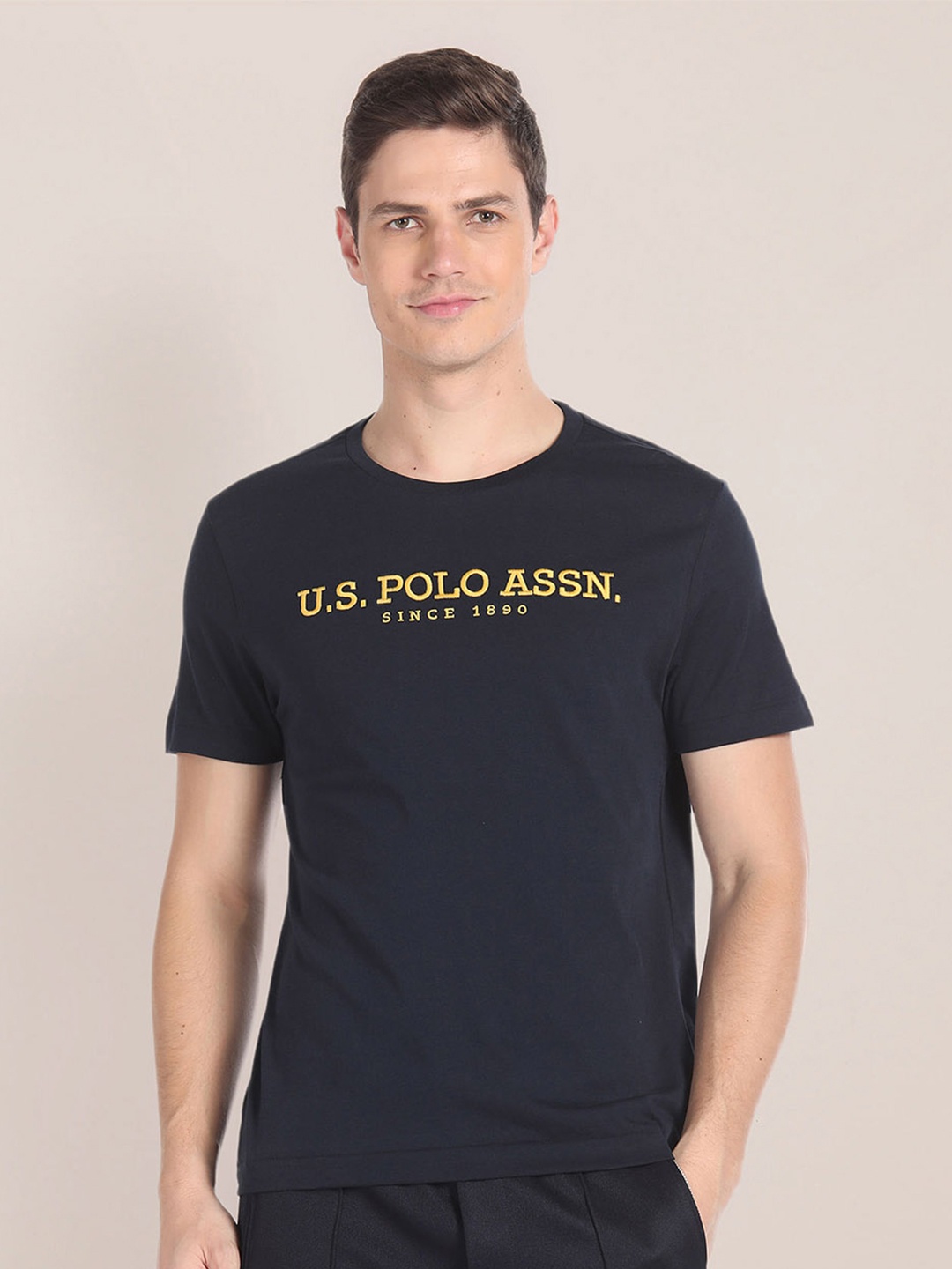 

U.S. Polo Assn. Typography Printed Pure Cotton T-shirt, Blue