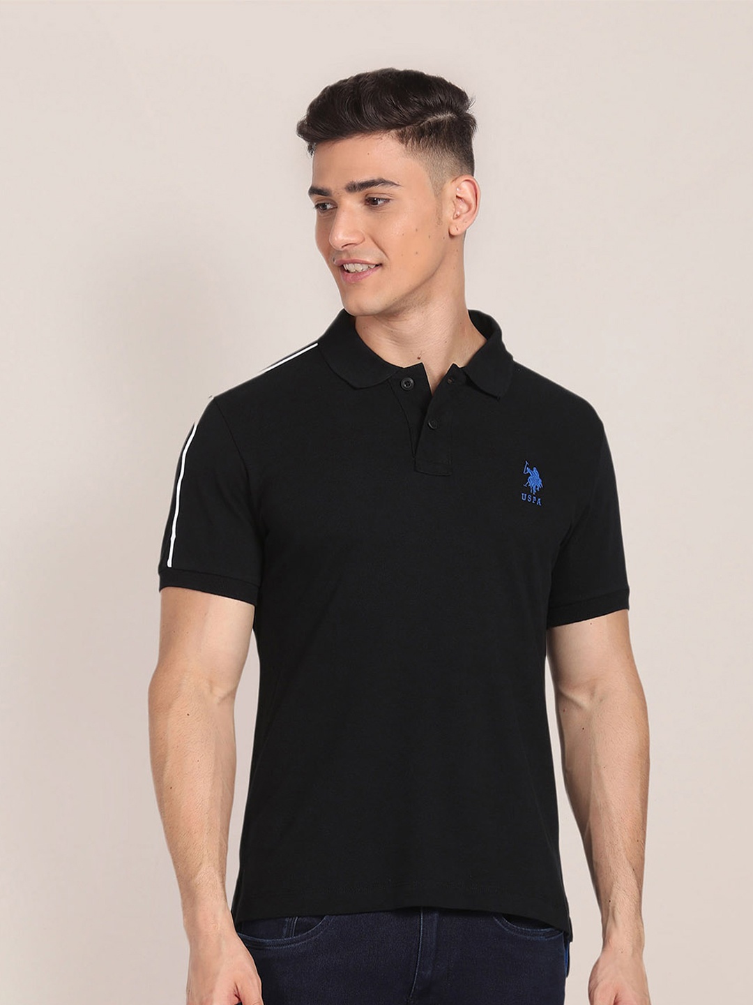 

U.S. Polo Assn. Polo Collar Pure Cotton Slim Fit T-shirt, Black