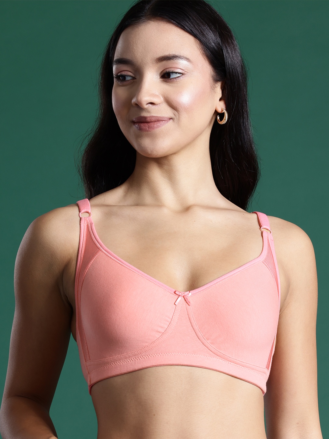 

DressBerry Solid Non-Wired Full Coverage Non Padded Bra, Peach