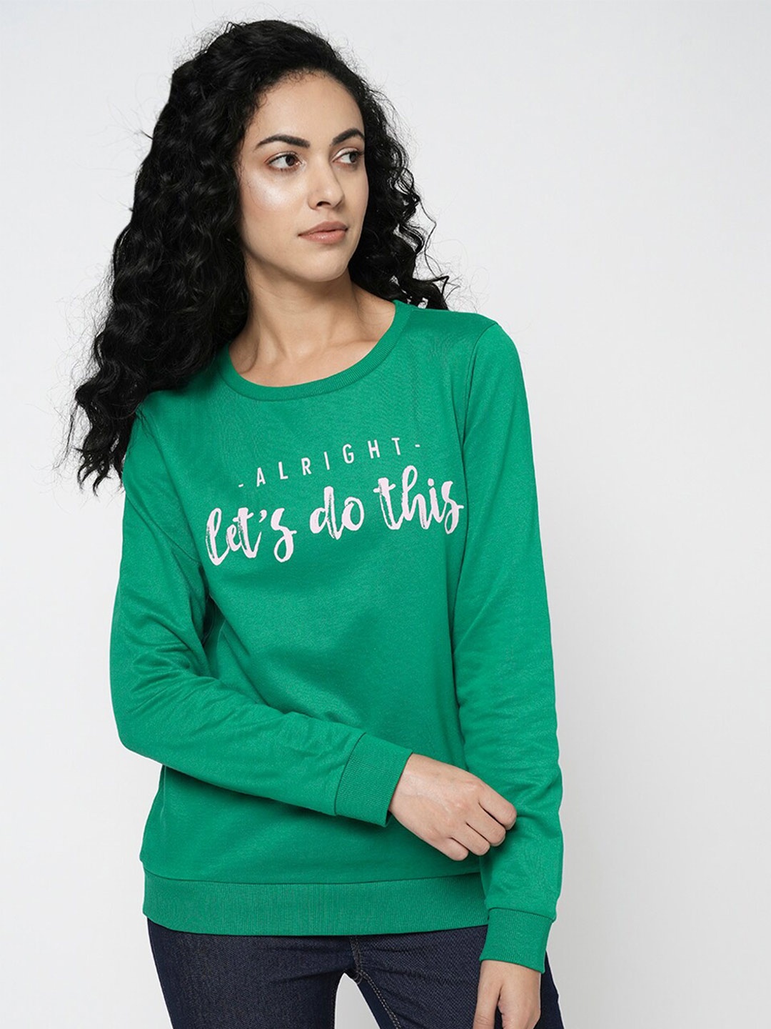 

Vero Moda Typography Printed Pure Cotton Sweatshirt, Green
