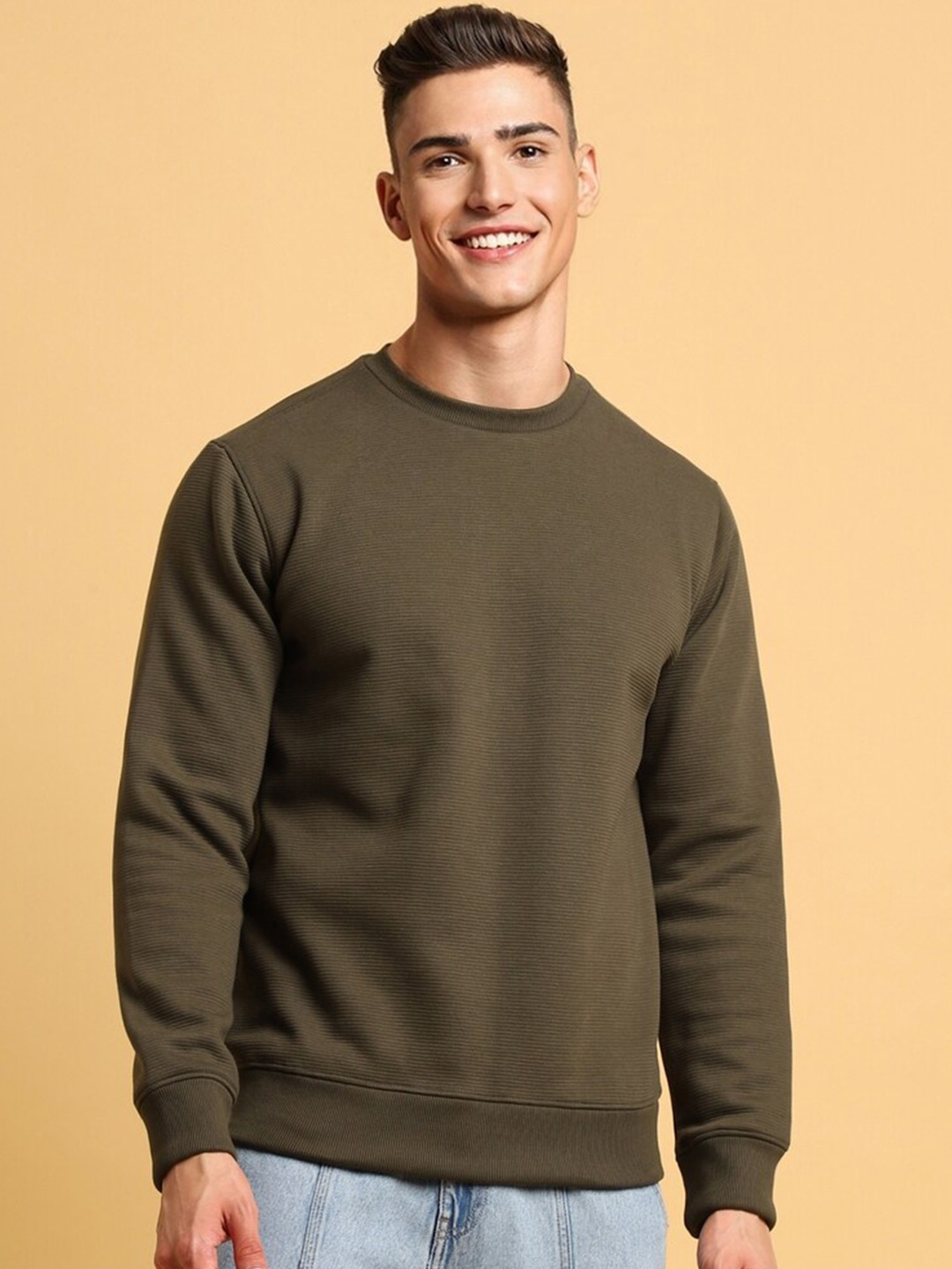 

FOREVER 21 Round Neck Pullover Sweatshirt, Olive