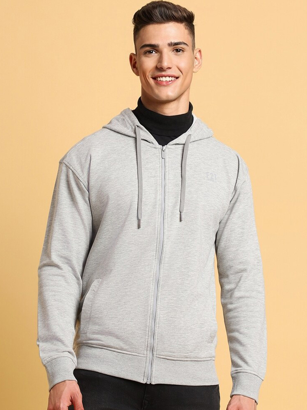 

FOREVER 21 Hooded Front-Open Sweatshirt, Grey