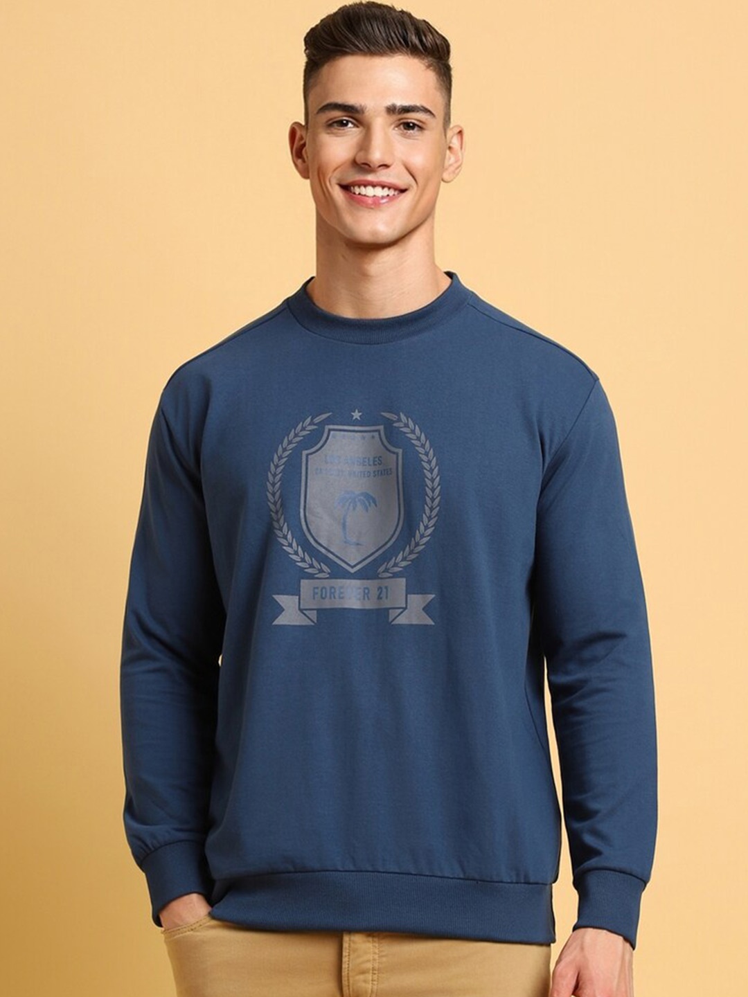 

FOREVER 21 Graphic Printed Pullover Sweatshirt, Blue