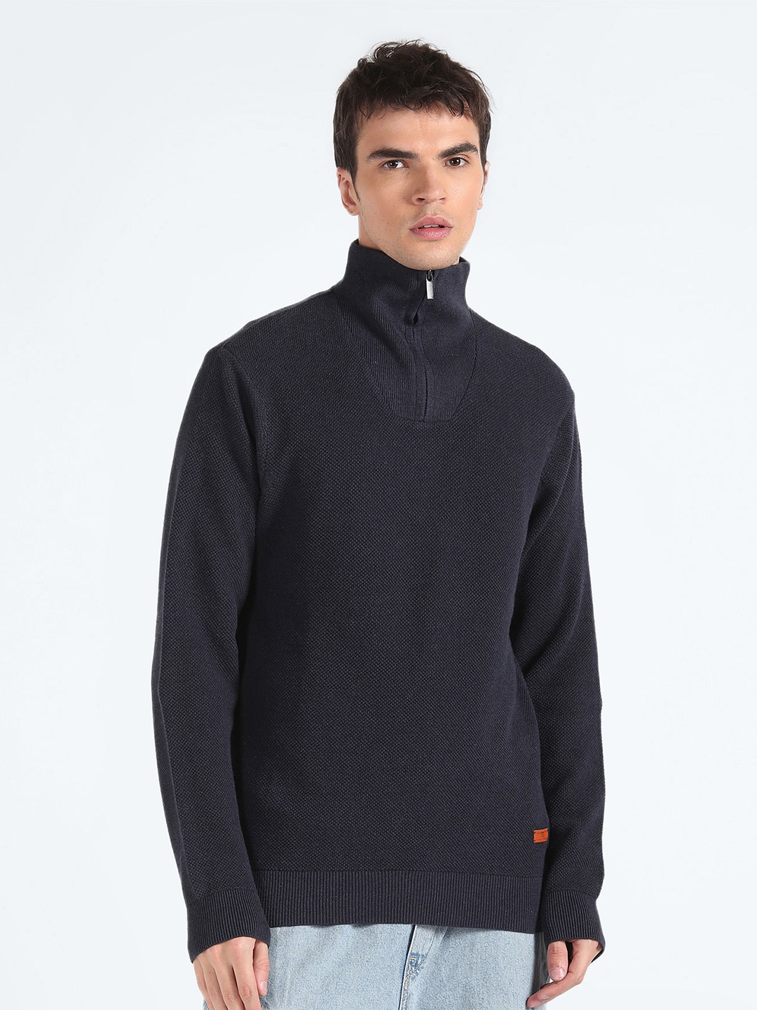 

Flying Machine Turtle Neck Pure Cotton Pullover, Blue