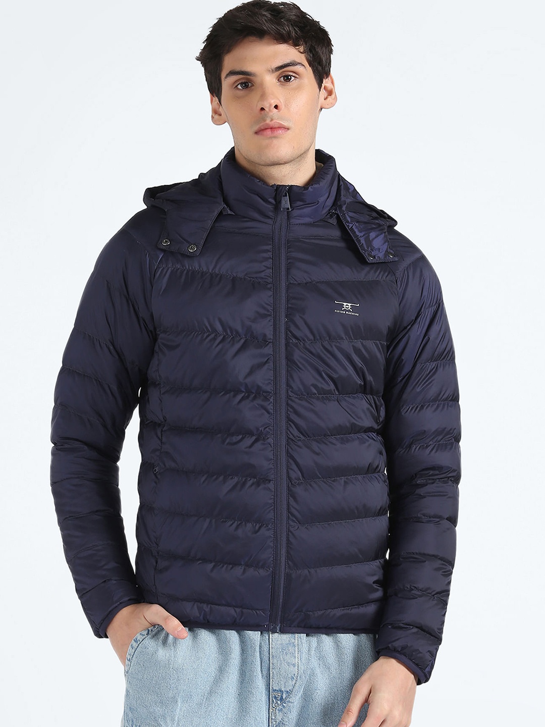 

Flying Machine Hooded Long Sleeves Puffer Jacket, Blue