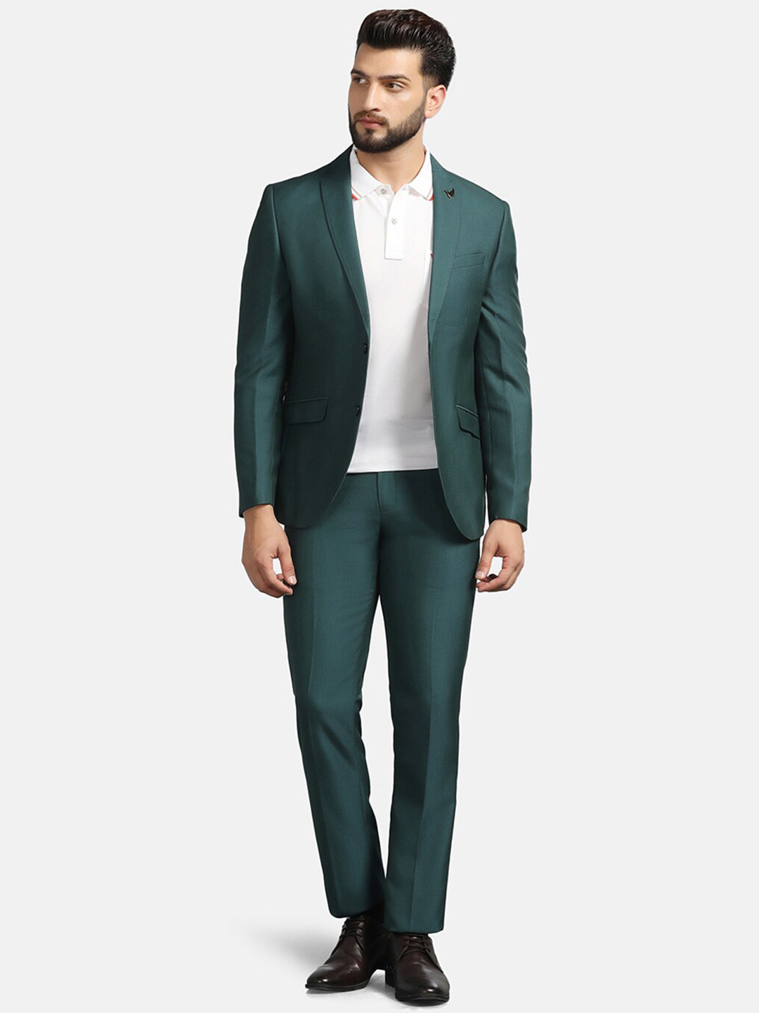 

Blackberrys Slim-Fit Three-Pieces Notched Lapel Collar Formal Suit, Teal