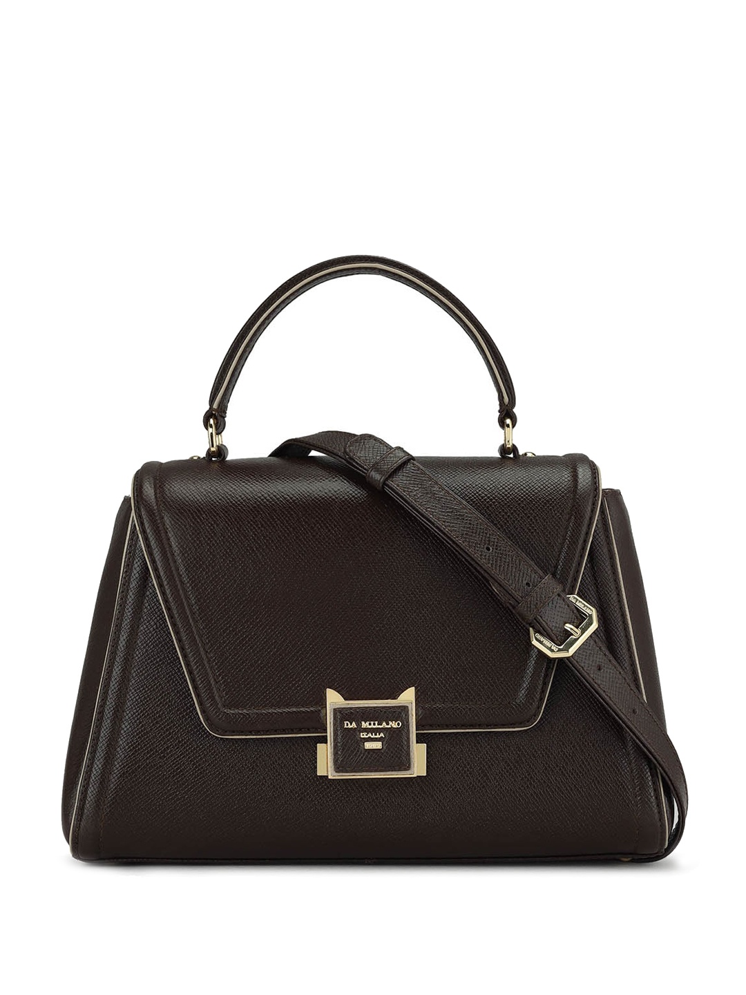 

Da Milano Textured Leather Satchel, Brown