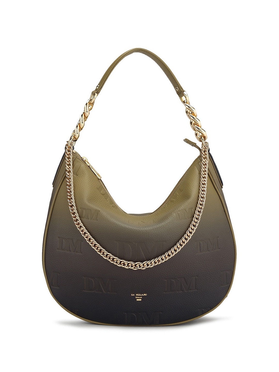 

Da Milano Textured Embellished Leather Hobo Bag, Grey