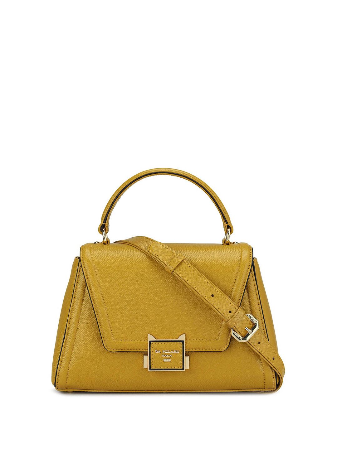 

Da Milano Textured Leather Satchel Bag, Yellow