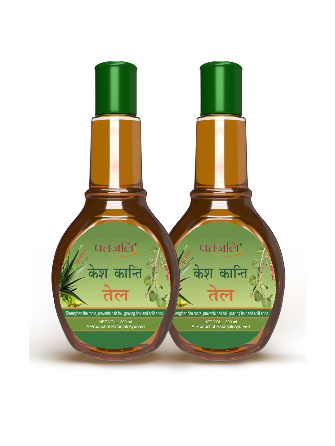 

Patanjali Set of 2 Kesh Kanti Hair Oil with Bhringraj for Hairfall Control - 300 ml Each, Brown