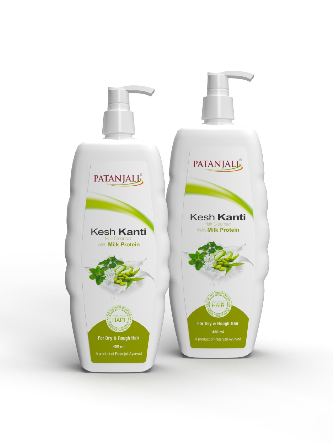 

Patanjali Set of 2 Kesh Kanti Hair Cleanser with Milk Protein for Dry Hair - 450 ml Each, White