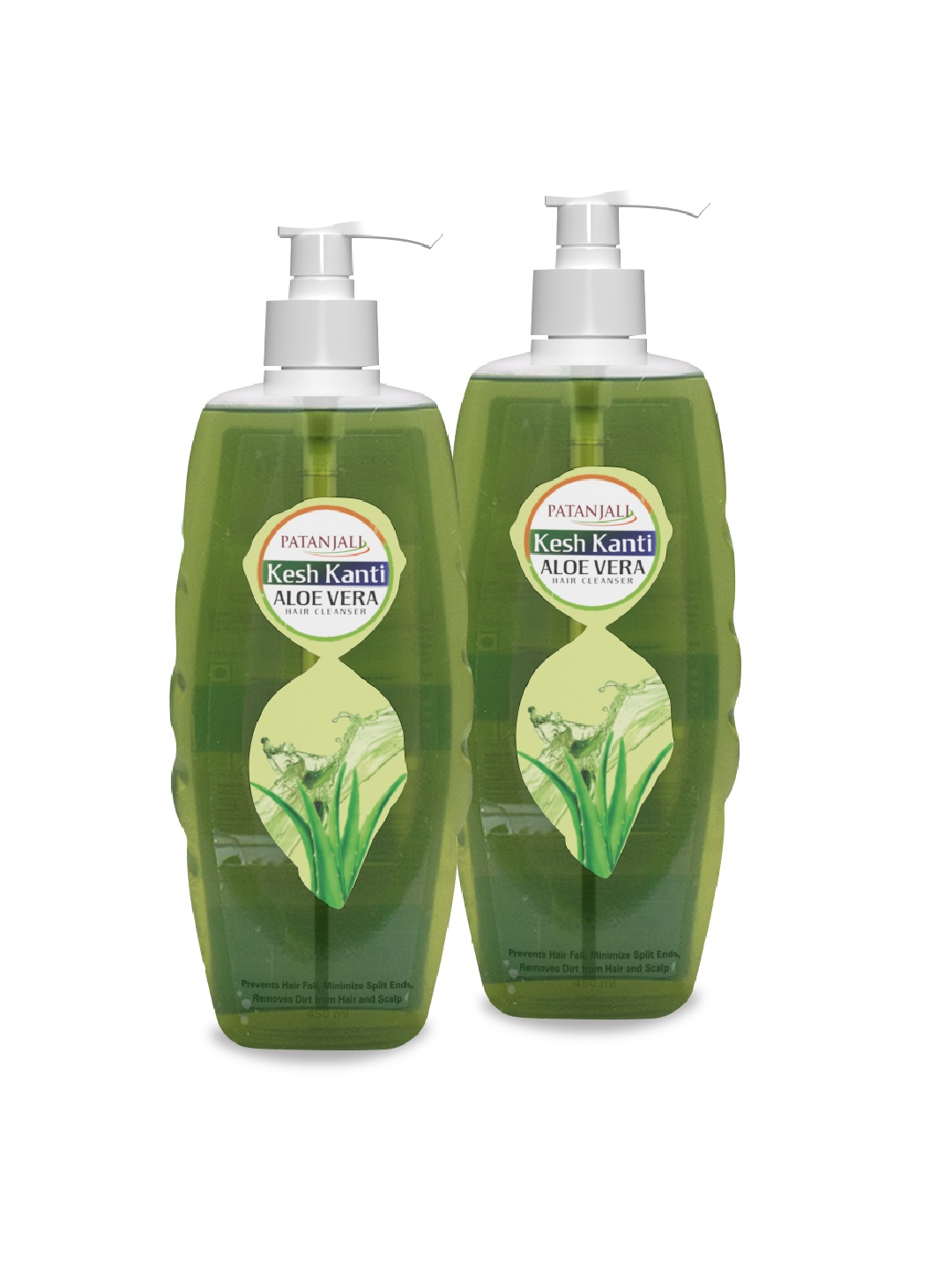 

Patanjali Set of 2 Kesh Kanti Aloe Vera Hair Cleanser with Phyto Protein - 450 ml Each, Green