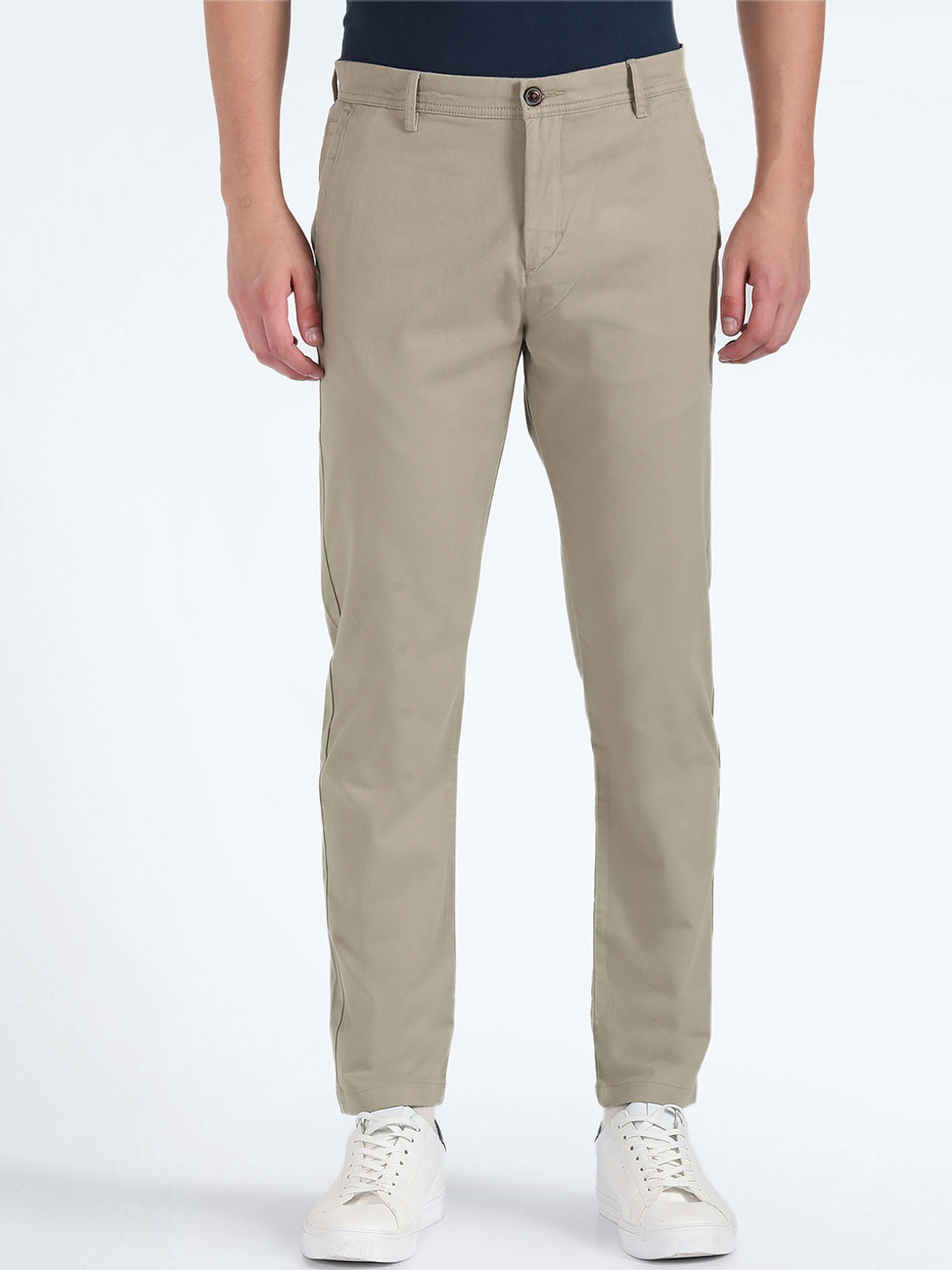 

Flying Machine Men Mid Rise Straight Fit Chinos Trousers, Brown