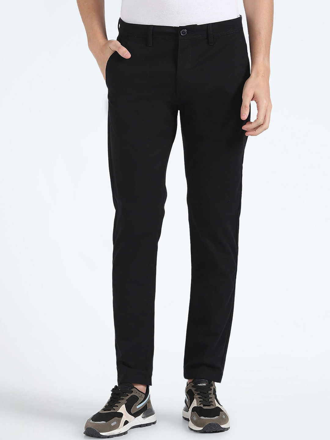 

Flying Machine Men Straight Fit Mid-Rise Plain Cotton Chinos, Blue