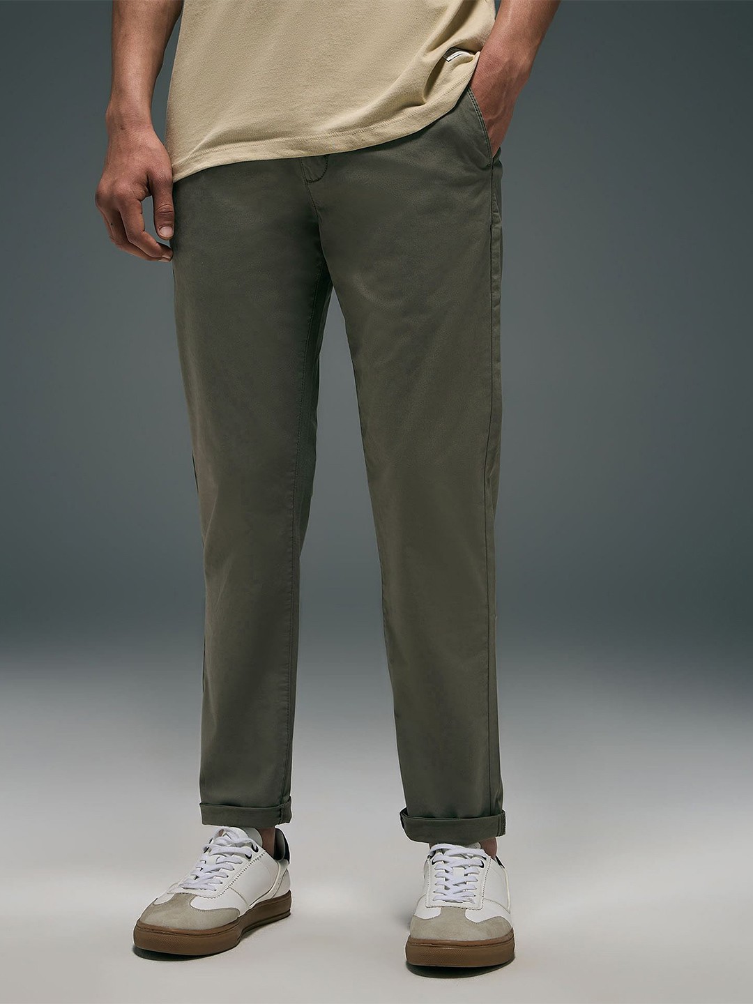 

Flying Machine Men Straight Fit Trousers, Grey