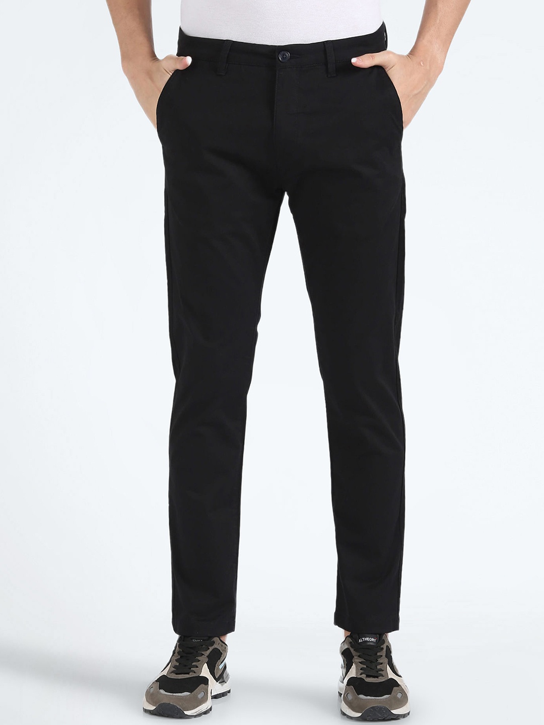 

Flying Machine Men Straight Fit Trousers, Black