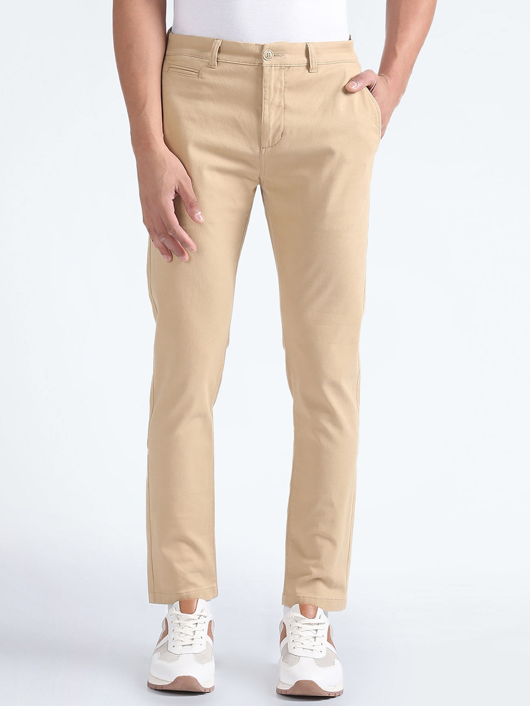 

Flying Machine Men Slim Fit Trousers, Brown