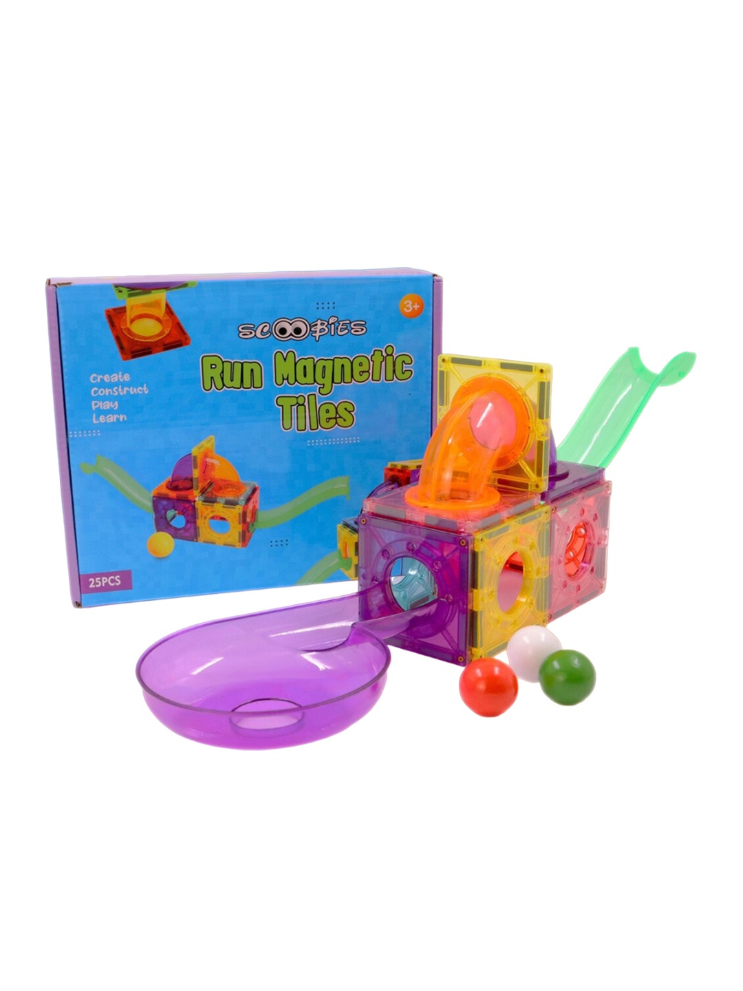 

SCOOBIES Kids 25 Pcs Run Magnetic Tiles, Pink