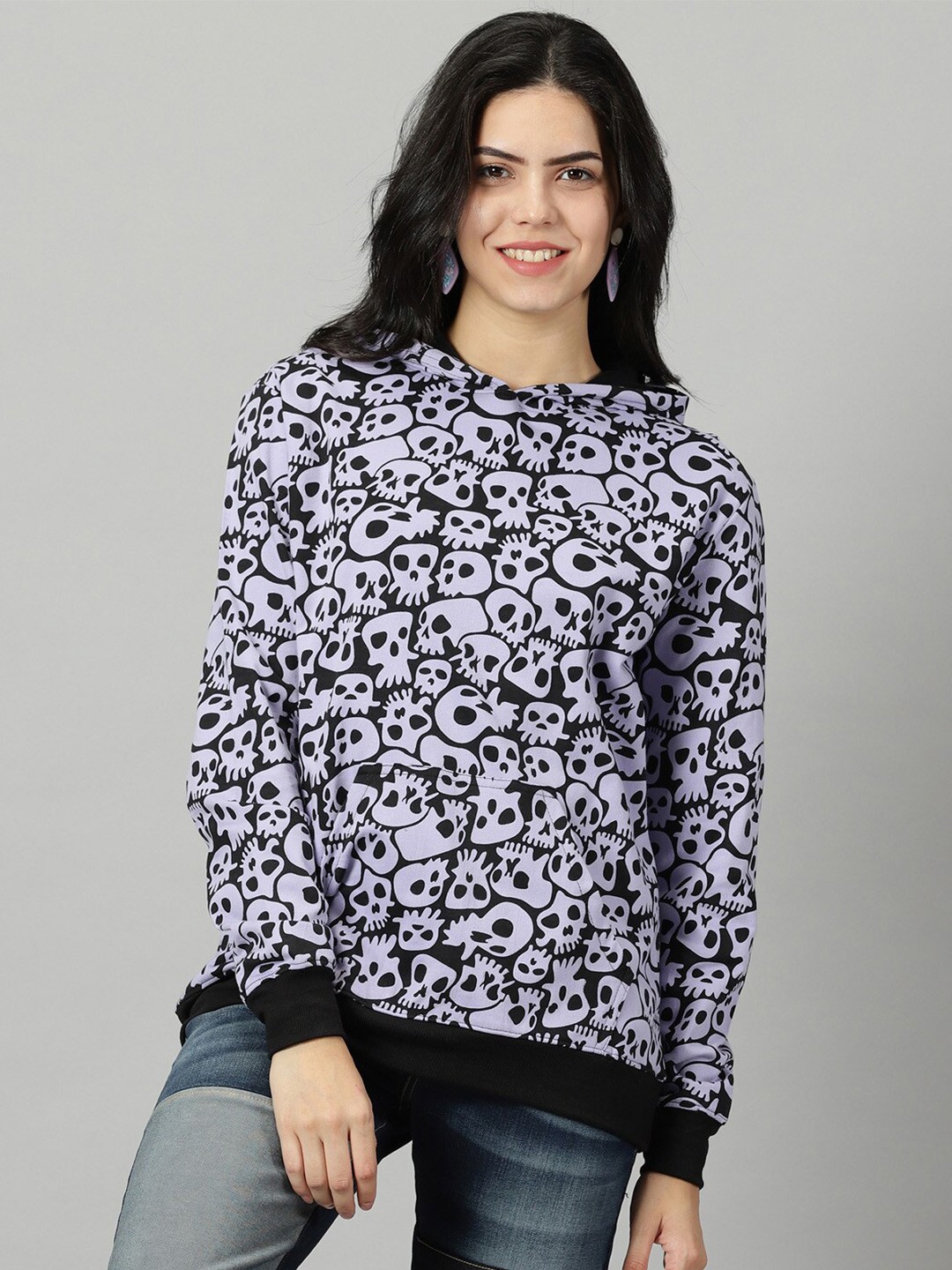 

Rodzen Abstract Printed Hooded Cotton Sweatshirt, Lavender