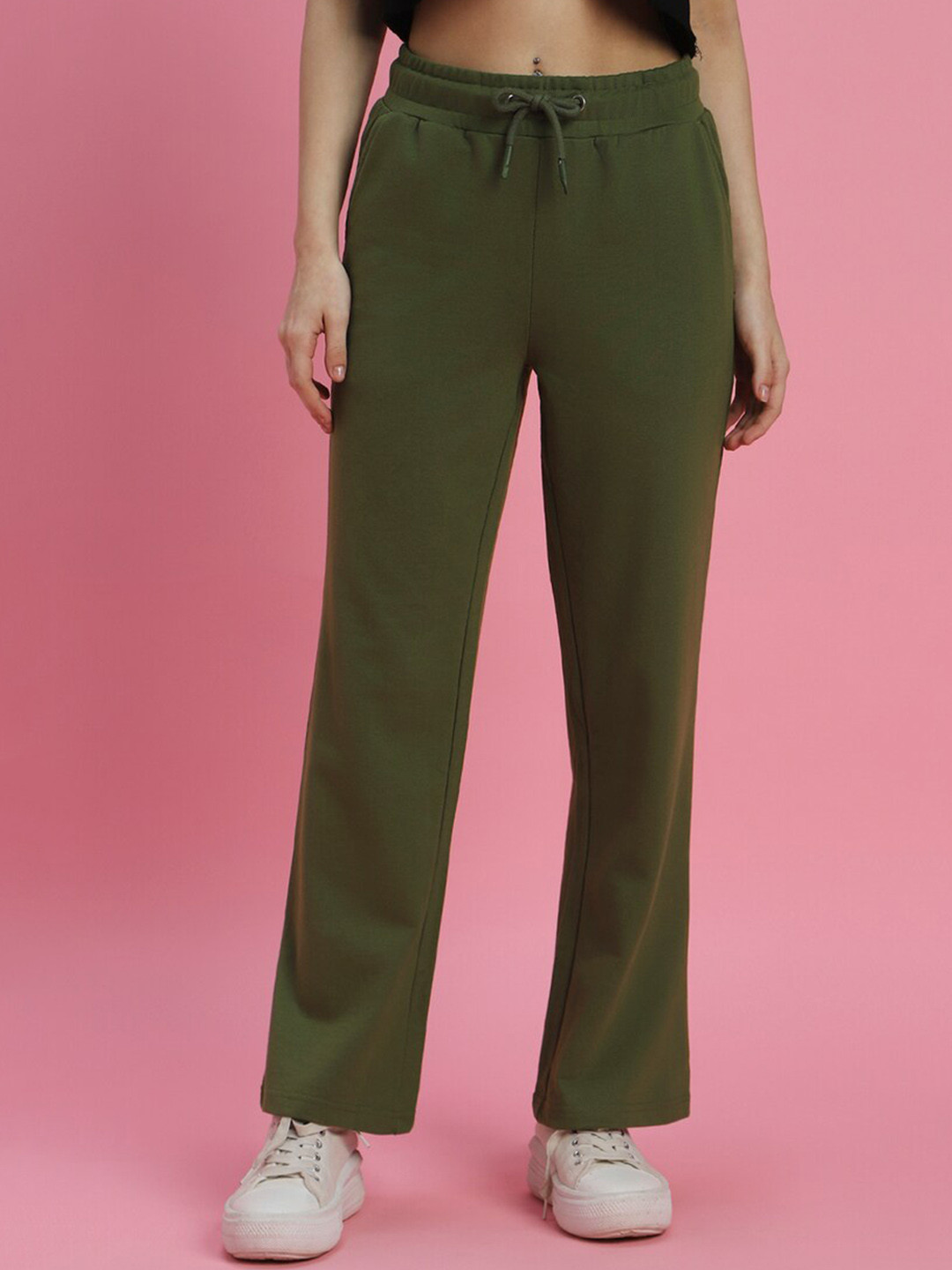 

FOREVER 21 Women Mid-Rise Trousers, Green