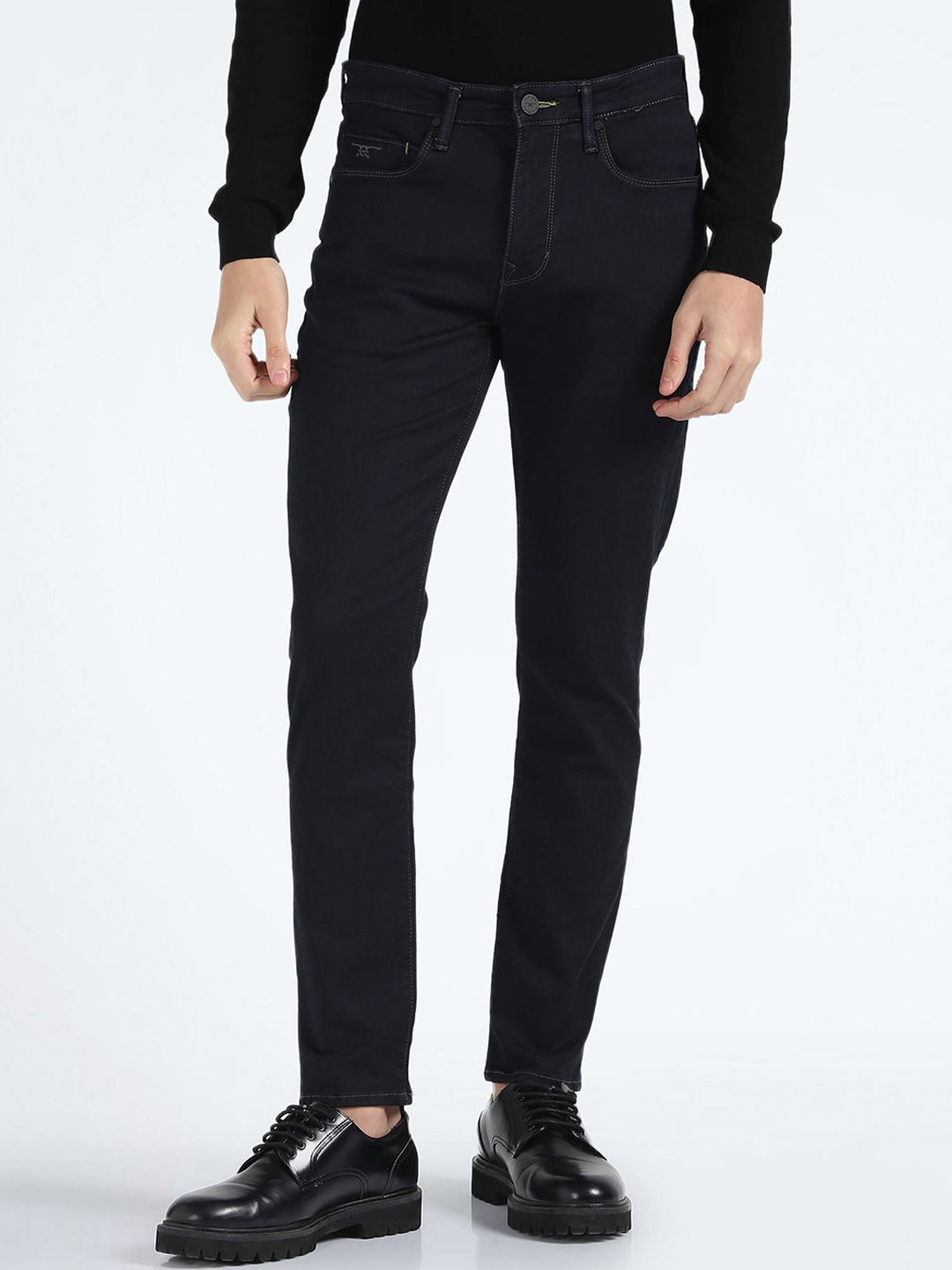 

Flying Machine Men Slim Tapered Fit Mid-Rise Stretchable Jeans, Navy blue