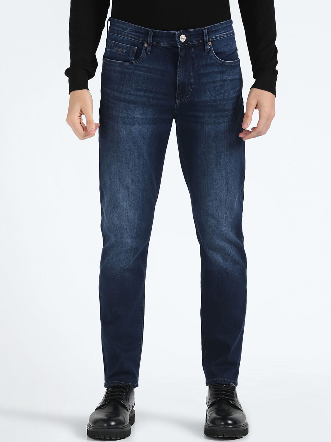

Flying Machine Men Straight Fit Mid-Rise Clean Look Stretchable Jeans, Blue