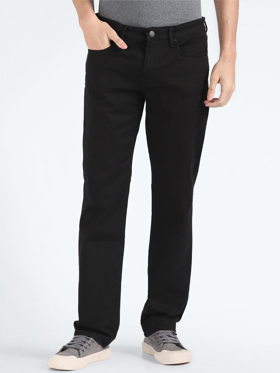 

Flying Machine Men Straight Fit Mid-Rise Stretchable Jeans, Black