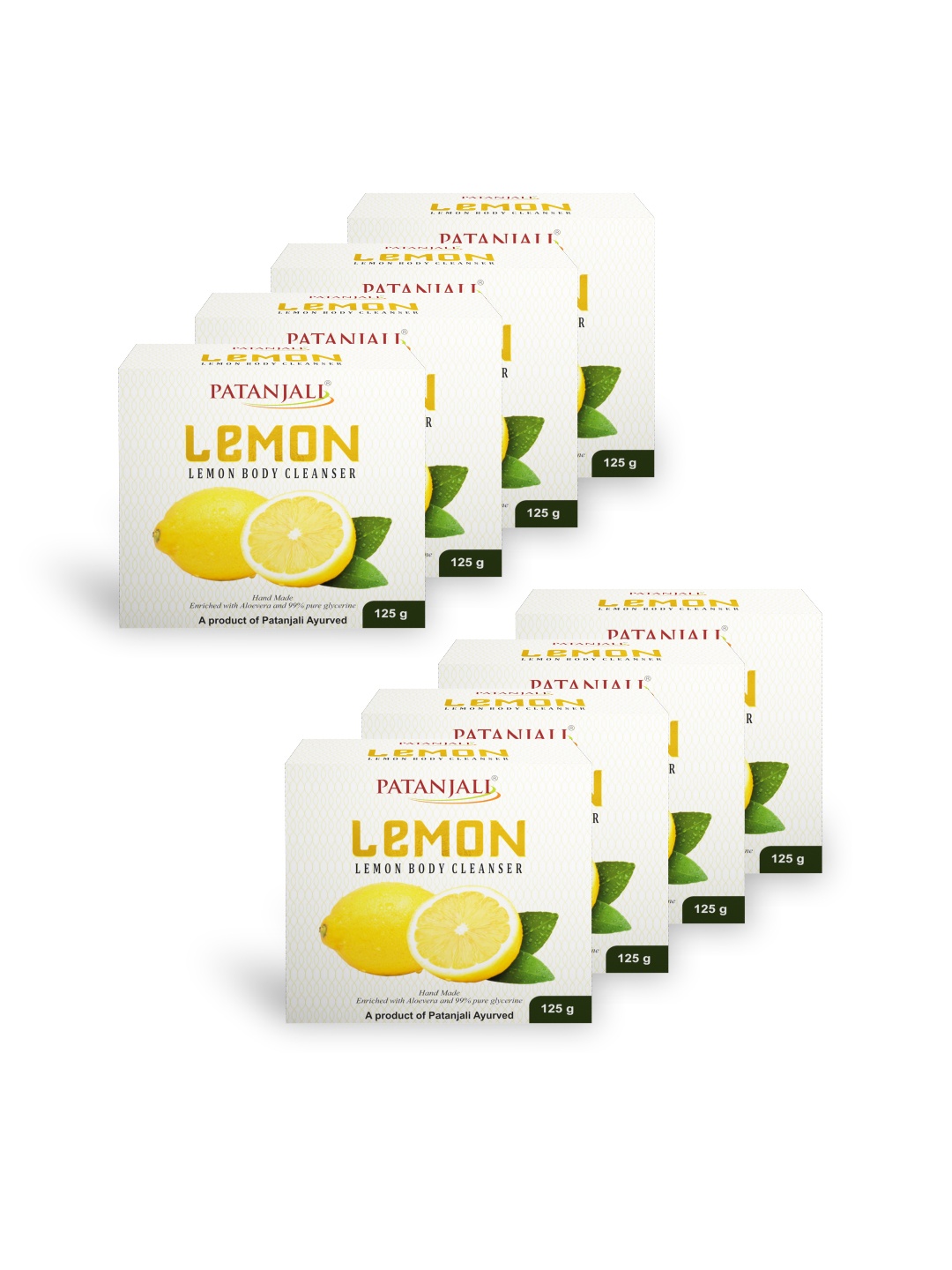 

Patanjali Set of 8 Lemon Body Cleanser Soap for Soft Skin & Deep Hydration - 125 g Each, Yellow