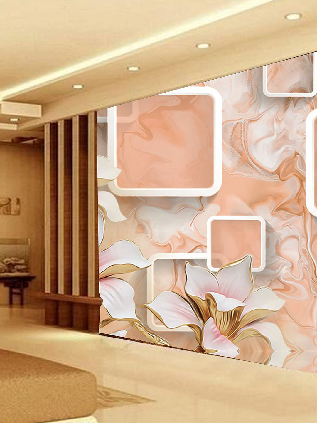 

KSHIRSA Pink & White Abstract Printed Self Adhesive Removable Waterproof Wall Sticker