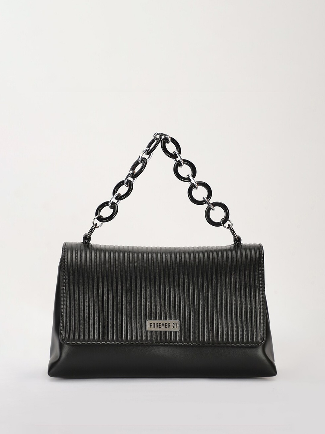 

FOREVER 21 PU Textured Handheld Bag, Black