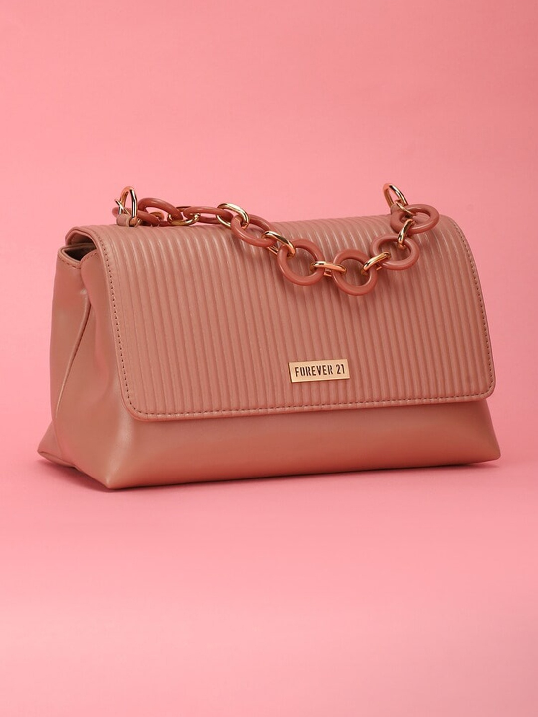 

FOREVER 21 PU Textured Structured Sling Bag, Peach