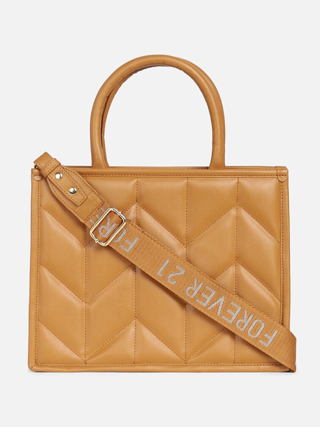 

FOREVER 21 PU Quilted Handheld Bag, Brown