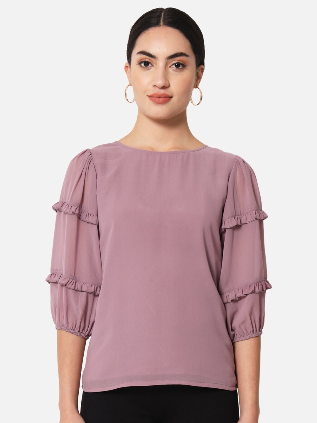 

BAESD Puff Sleeves Top, Purple