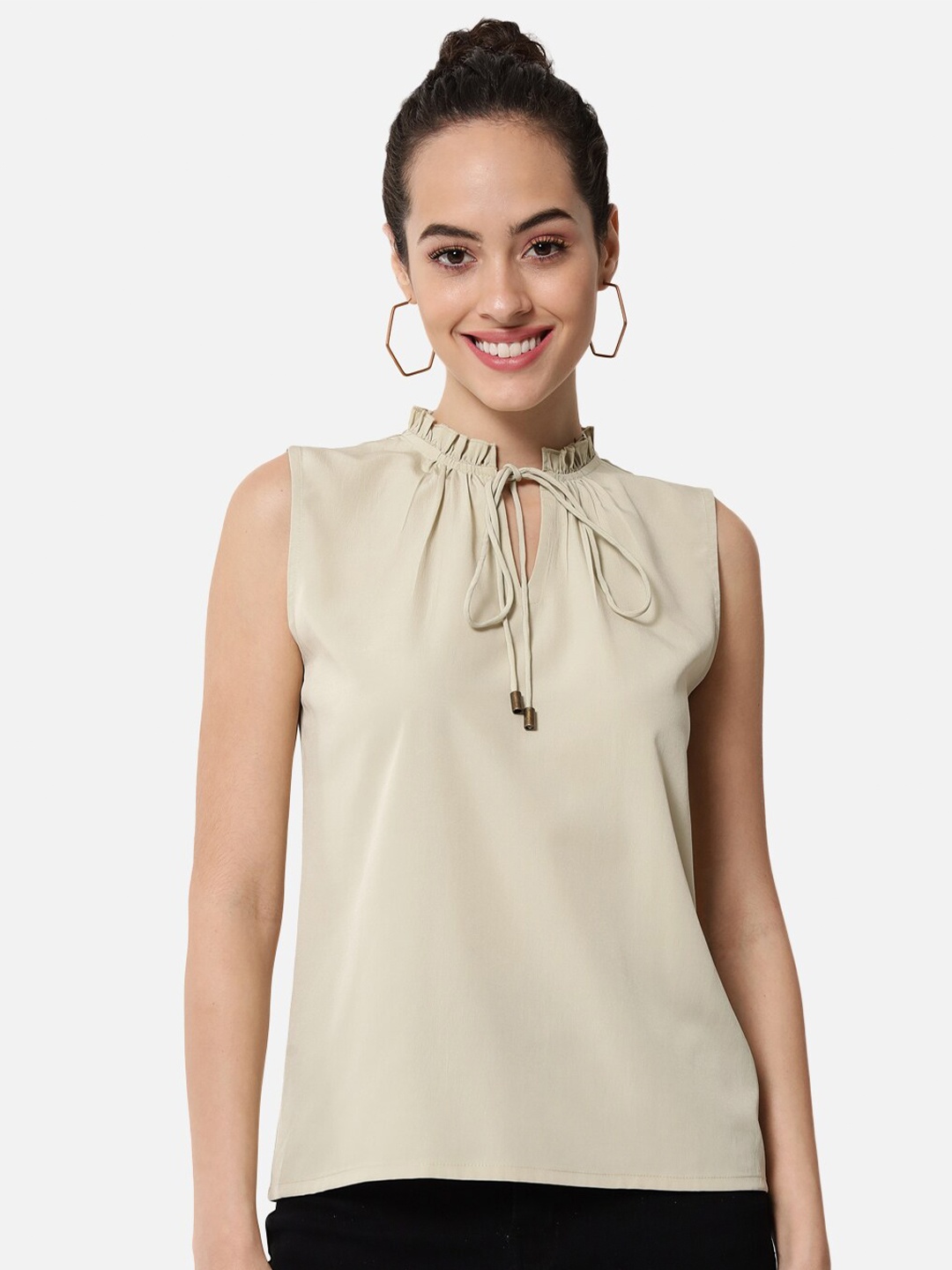 

BAESD Tie-Up Neck Sleeveless Top, Green