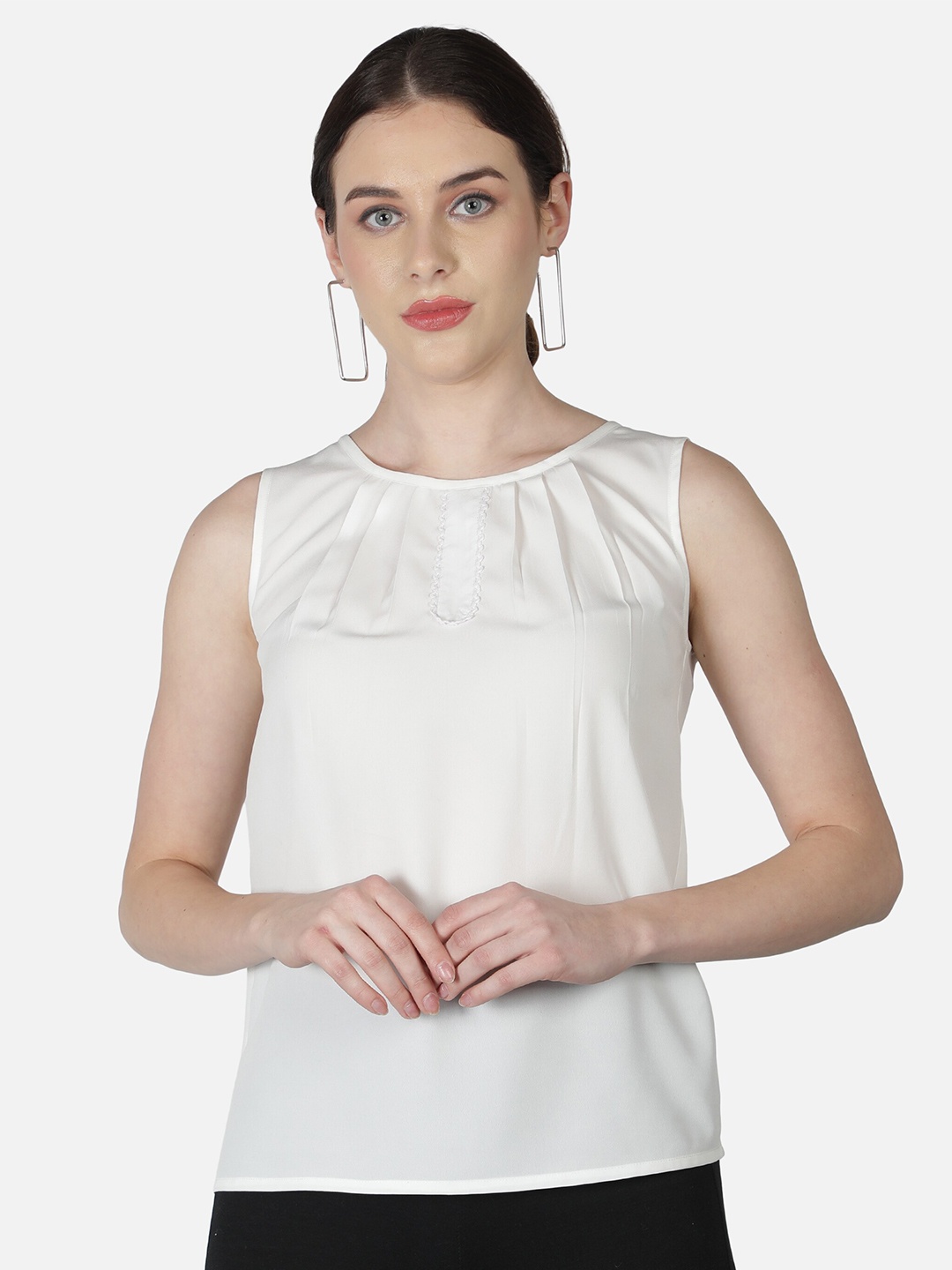 

BAESD Pleated Detail Sleeveless Top, White