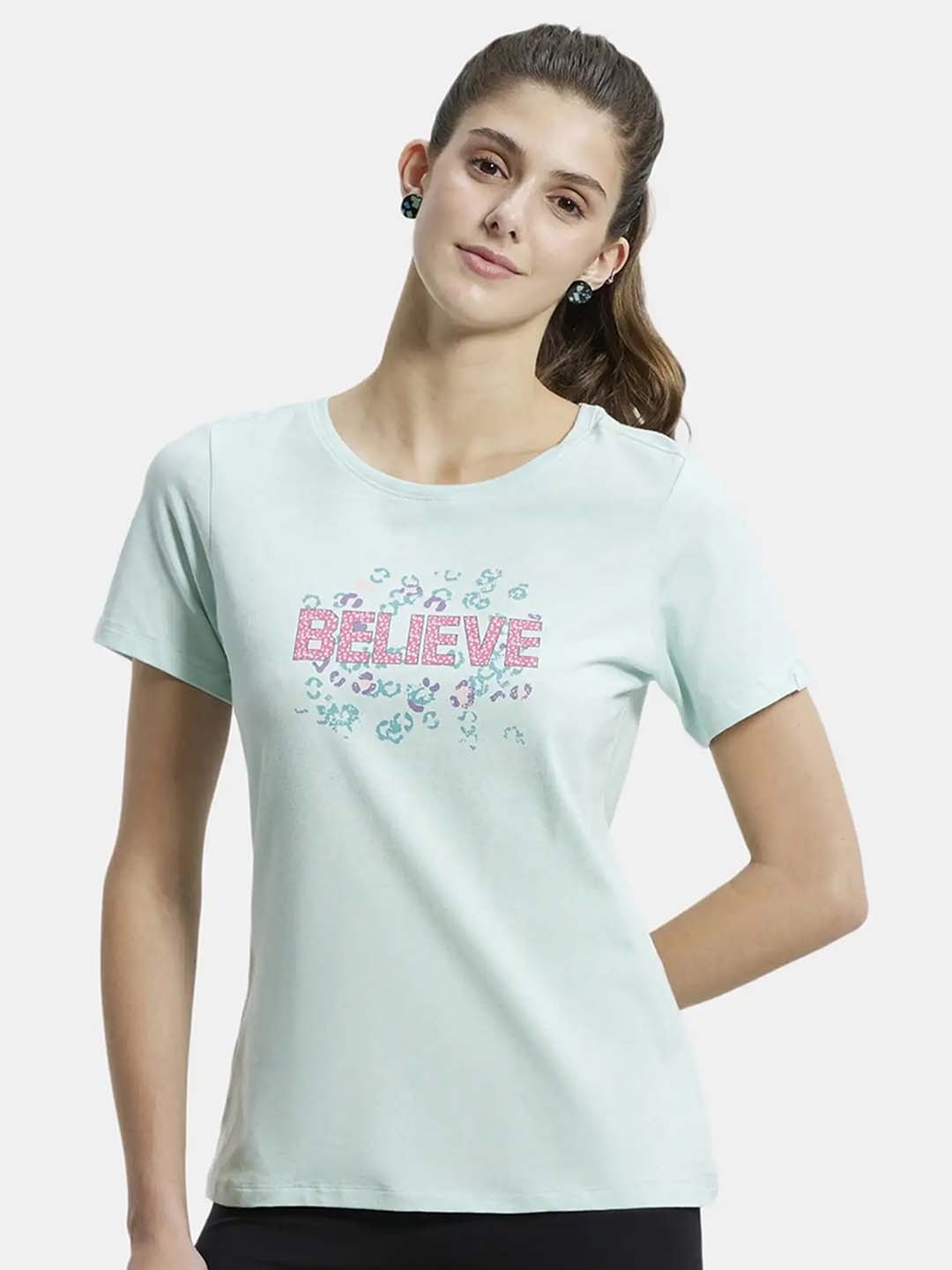 

Jockey Graphic Printed Short Sleeves Pure Cotton Sports T-shirt, Blue