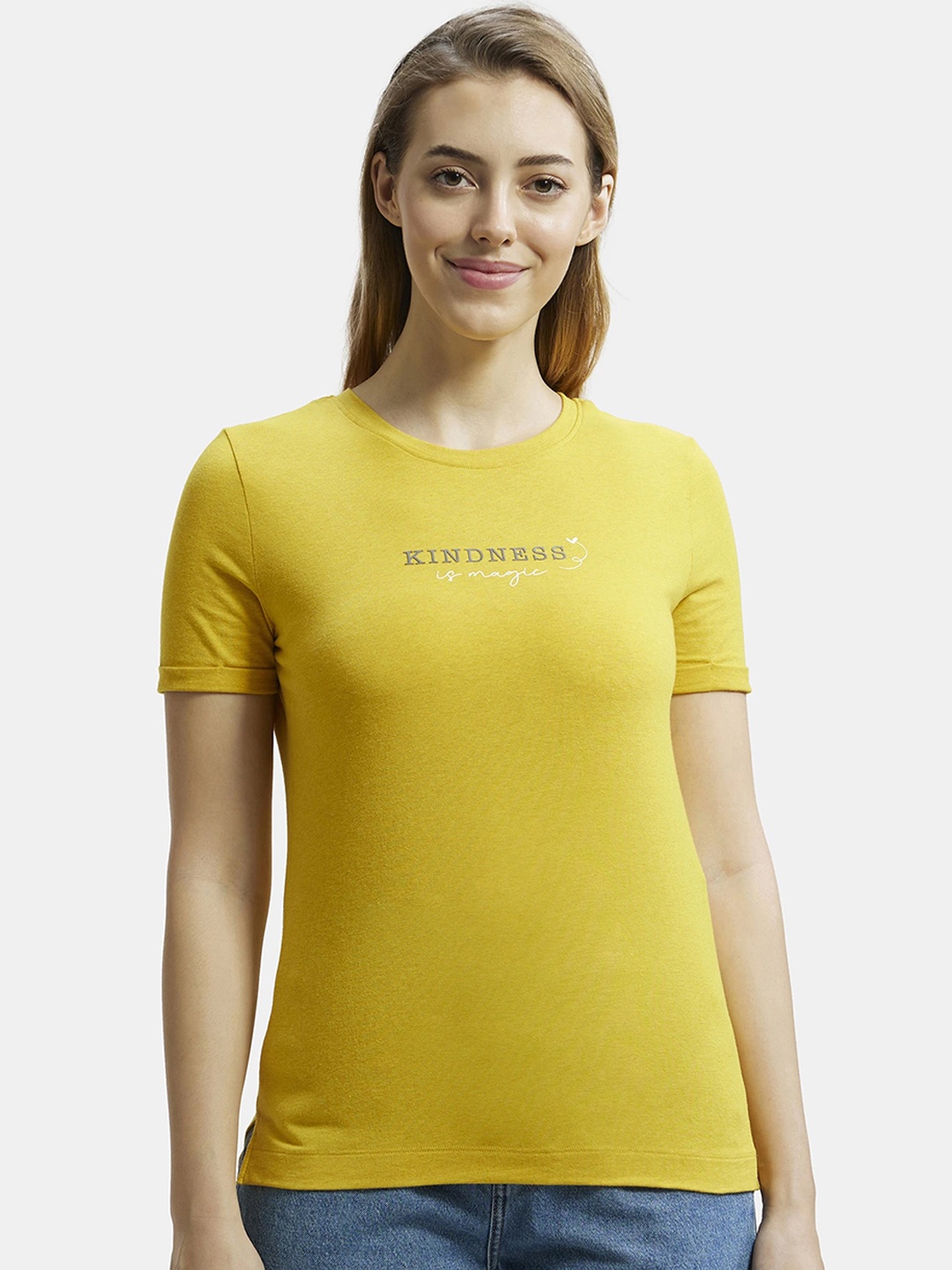 

Jockey Typography Printed Short Sleeves Relaxed Fit T-shirt, Yellow