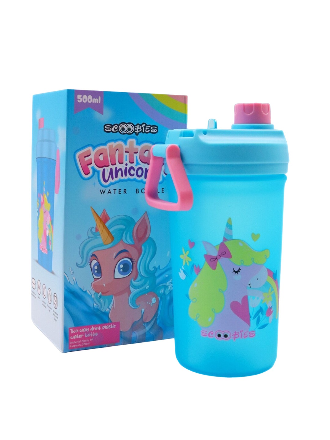

SCOOBIES Blue Fantasy Unicorn Printed BPA-Free Plastic Sipper Water Bottle-500ML